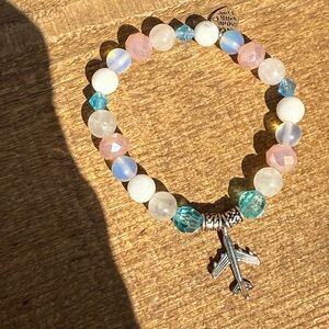 Multicolor Beaded Bracelet with Airplane Charm